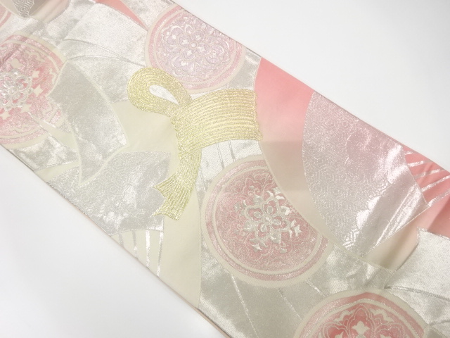 JAPANESE KIMONO / ANTIQUE FUKURO OBI / SILK / WOVEN FLOWER CREST